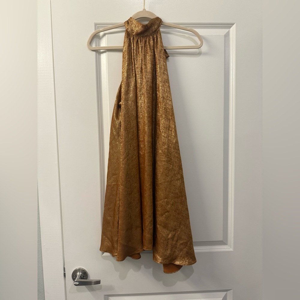 Gold halter mini dress